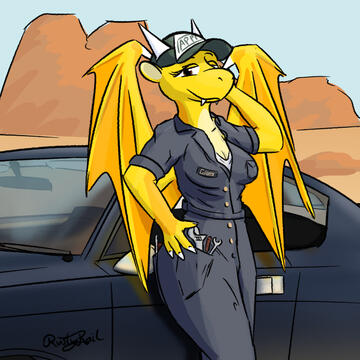 Fully shaded with complex background and detailed character. $50